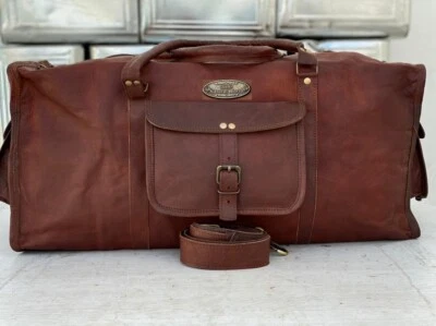 Tasche Für Herren & Damen Leder Reise Gepäck Wochenende Duffel Schulter 3 - Bild 1 von 4