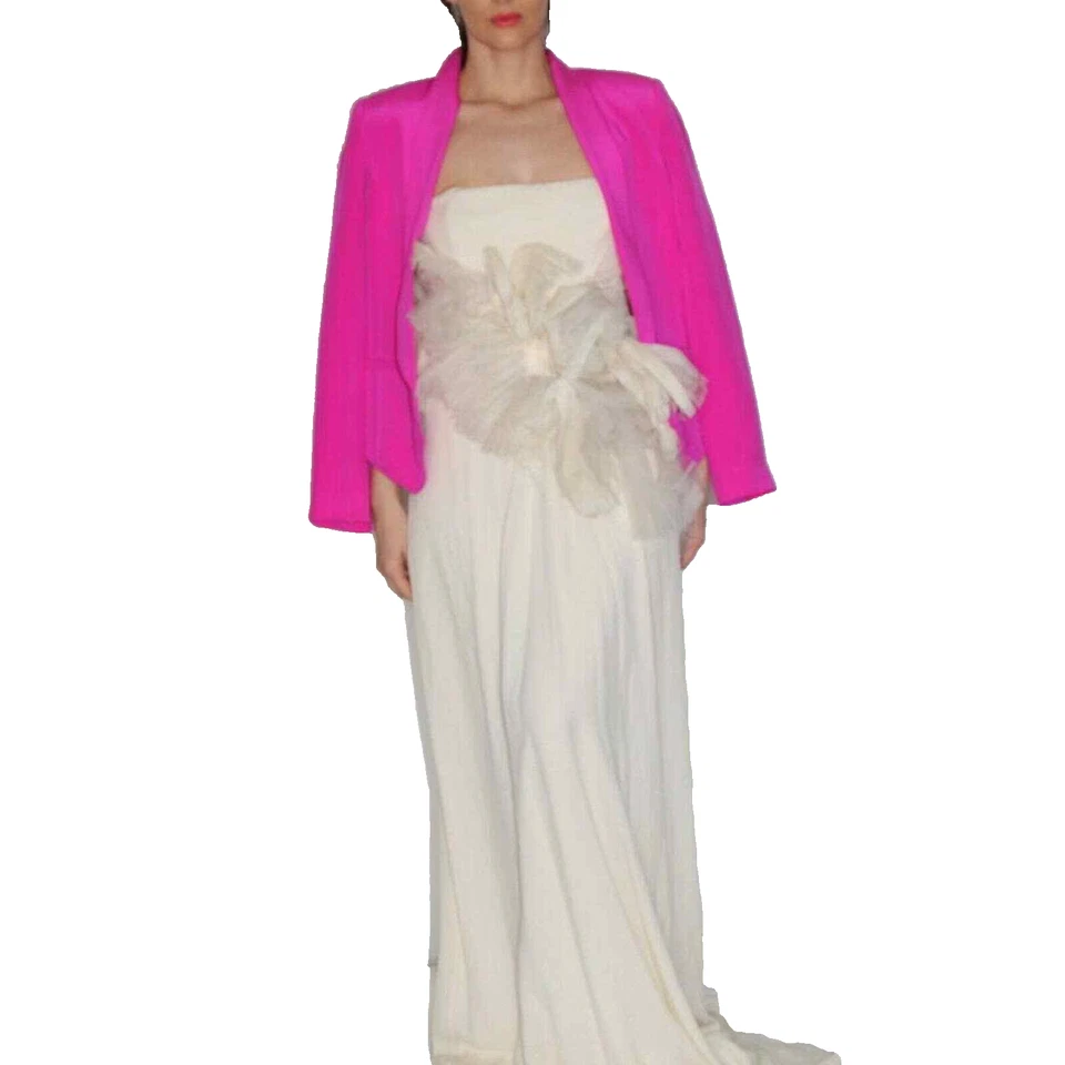 J. MENDEL кремовый без бретелек тюль талии платье размер 6 - Изображение 2 из 4