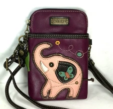 Chala Pink Elephant Purple Faux Leather Crossbody Bag