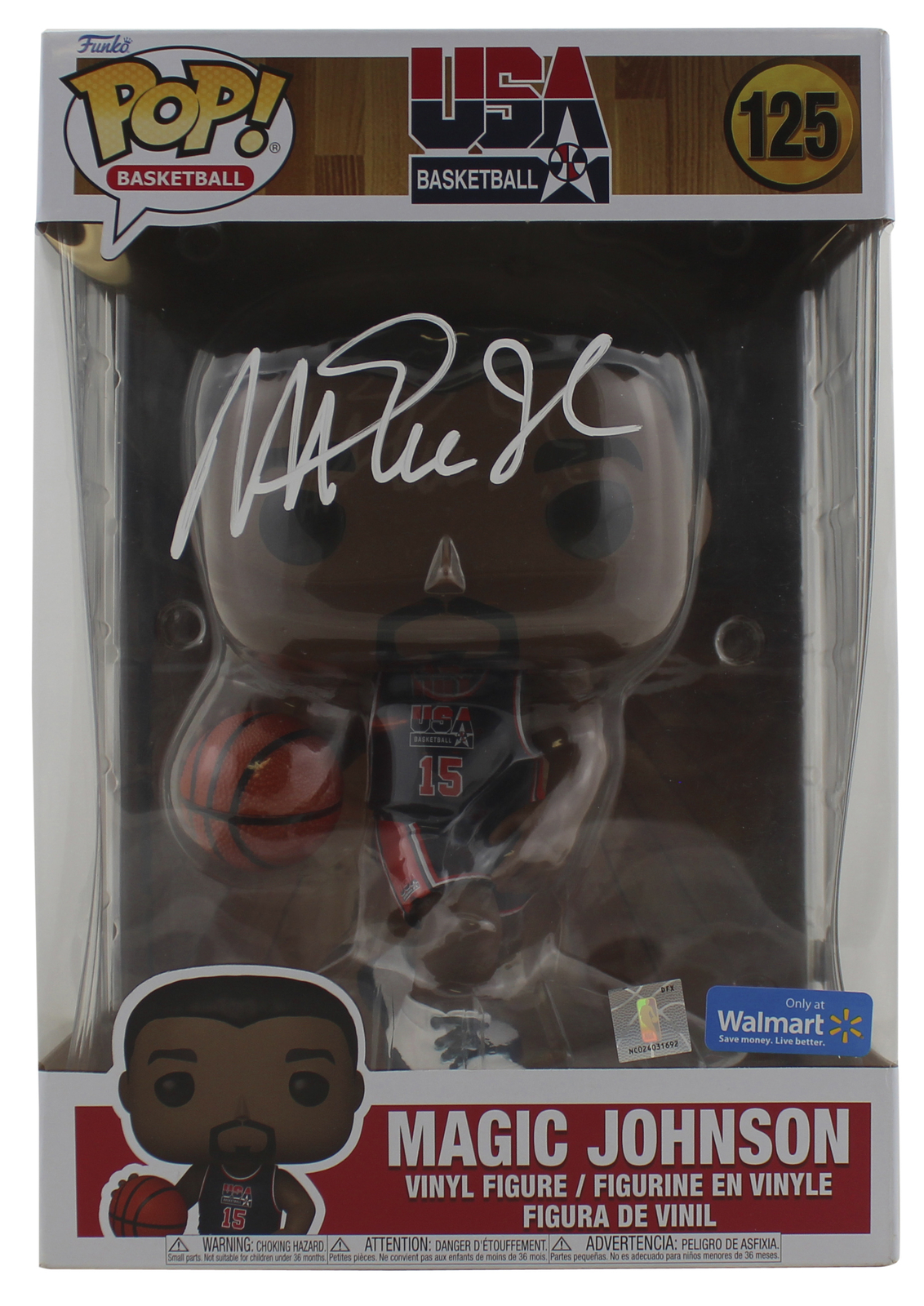 Magic Johnson Autographed Signed Lakers Jumbo Usa Basketball Funko Pop Vinyl Figure Beckett Wit 