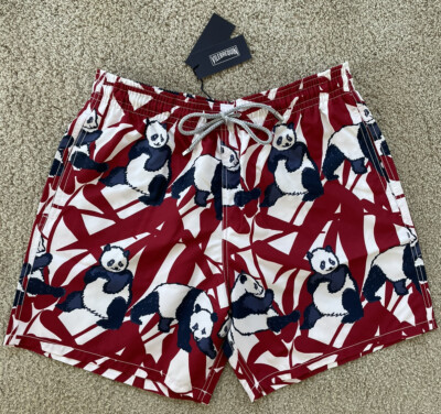 NWT Authentic Vilebrequin MOOREA Swim Trunks - PANDA - MEN - MULTICOLOR - XL