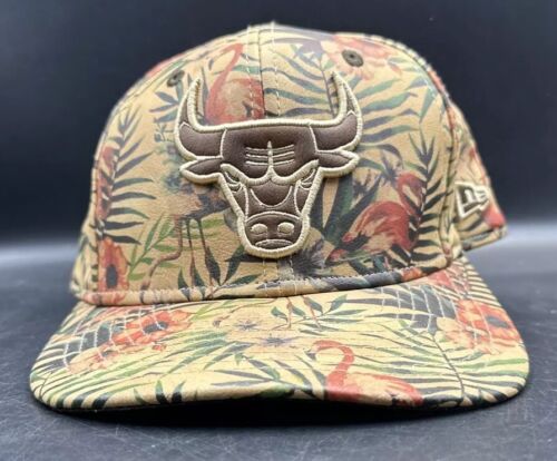 RARE Chicago Bulls LEATHER Hawaiian Aloha 9Fifty New Era Hat Snapback Cap Jordan - 第 1/21 張圖片