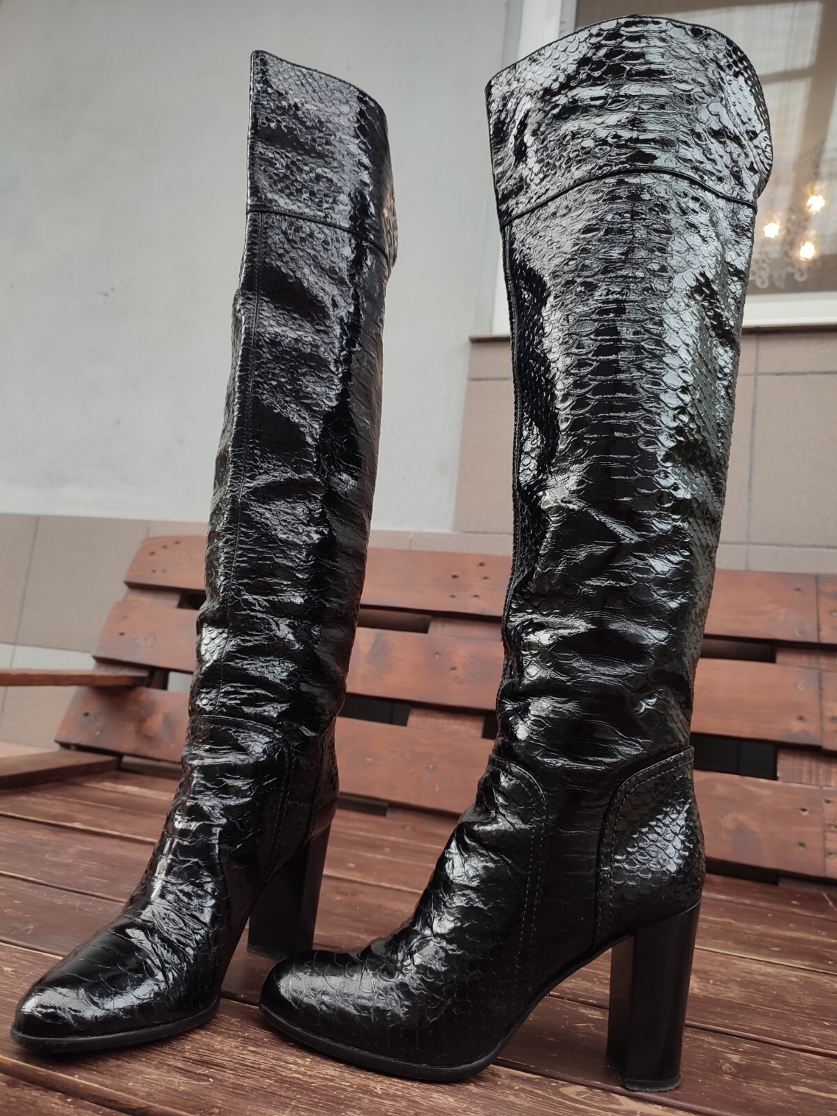 3500$ Sergio Rossi Black Knee High Python Patent … - image 2