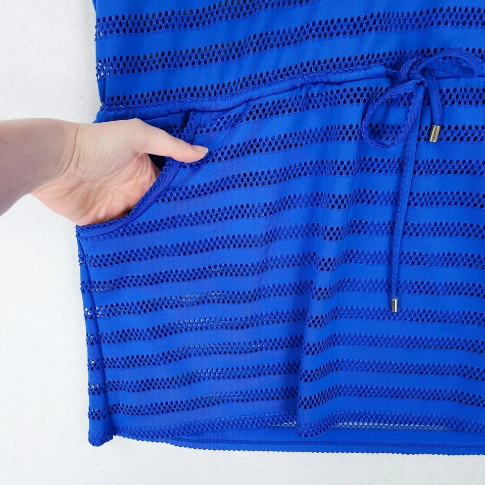 Vestido de playa transparente con red azul extra grande de Calvin Klein para mujer Foto 4 de 4