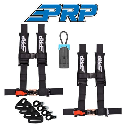 PRP Black 4-Point 3'' Harnesses/Seat Belt Bypass/Clip-In Kit For Polaris & Can-Am