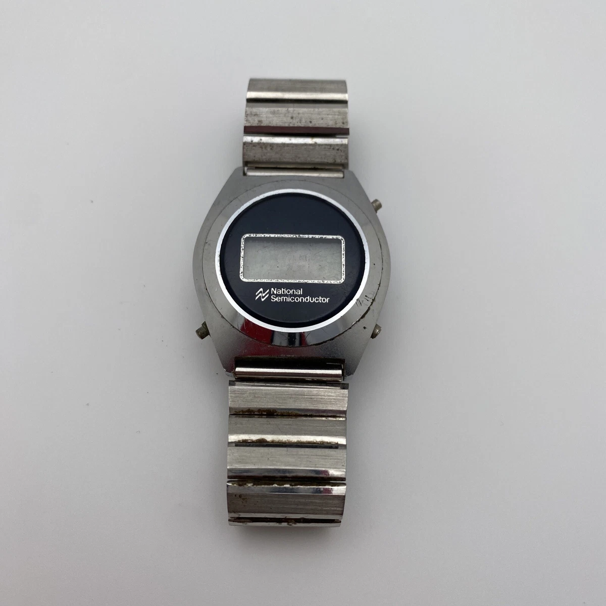 Vtg National Semiconductor Digital Watch Men Silver Tone Not