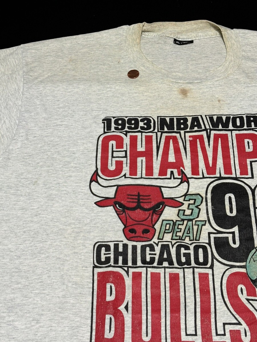 Chicago Bulls 1993 NBA Champions 3 Peat T Shirt Mens XL Vintage