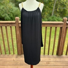 MICHAEL Michael Kors Women's Cold Shoulder Chain Strap Black Dress Small