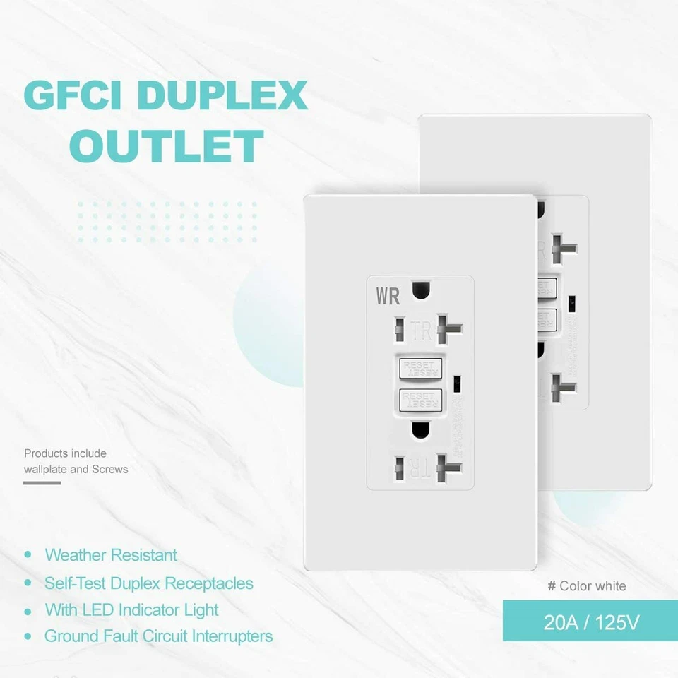 20A GFCI WR TR Outlet Self-testing Weather Resistant Tamper Resistant Receptacle - Image 2 of 4