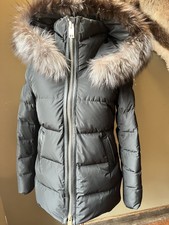 Series By Nicole Benisit Duck Down Fox Fur Leather Trim Black Luxury Jacket Smal