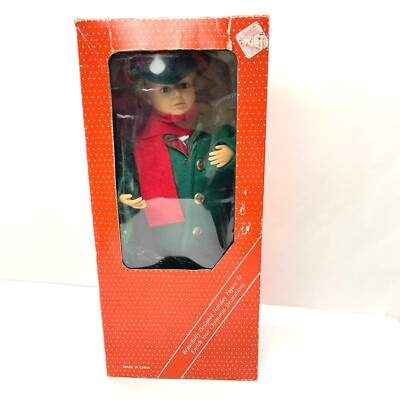 Vtg GF Motionette Animated Christmas Victorian Caroler Boy 16  Musical Animated