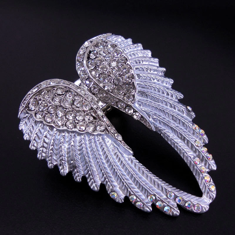Lovely White Angel Wing 5.5cm Long Use Austria Crystal Stretchy