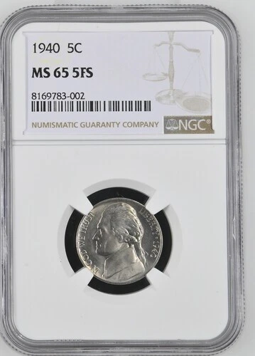 1940 Jefferson nickel graded by NGC MS65 5FS