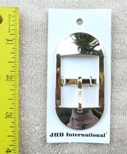 Brass shiny metal belt buckle 2 3/4" x 1 3/8" for 1 inch belt NEW