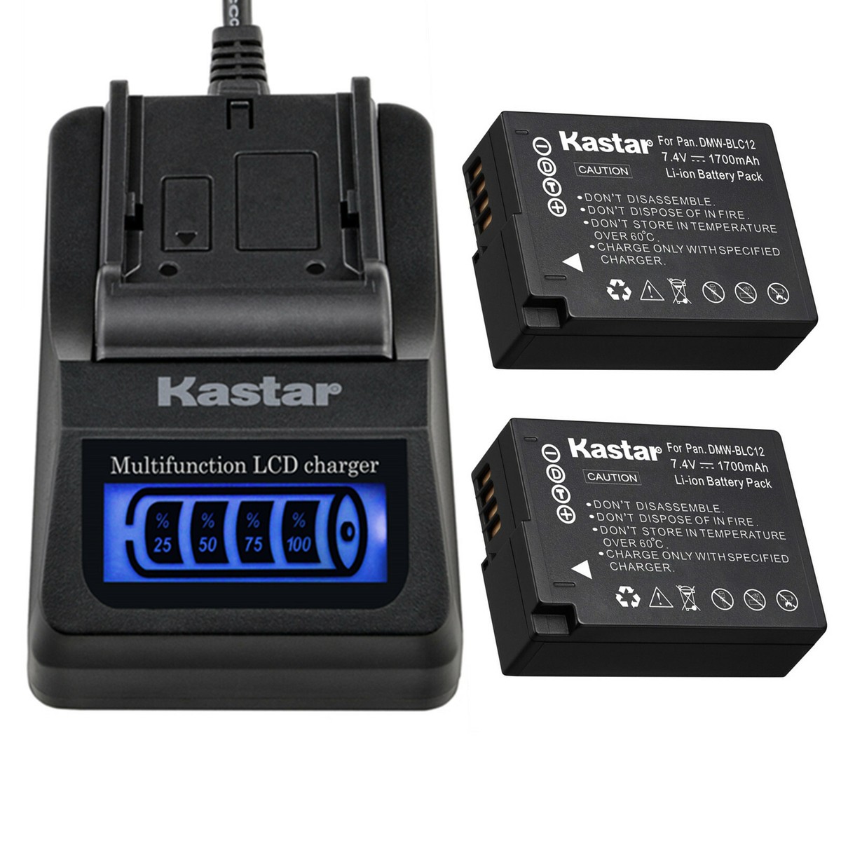 Kastar Battery LCD Quick Charger for Panasonic DMW-BLC12 Panasonic