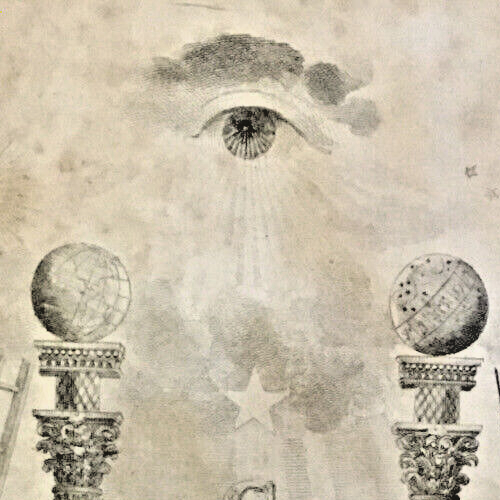 1826 4th True Masonic Chart Hieroglyphic Monitor- Cross. Worn detached disbound - Bild 1 von 24