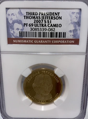 2007 S Proof Presidential Dollar - NGC PF69 Ultra Cameo - Thomas Jefferson 082