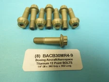 1/4"-28 x .932 Double Hex 12 Point Titanium Boeing Aircraft BACB30MR4-9 Bolt (8)
