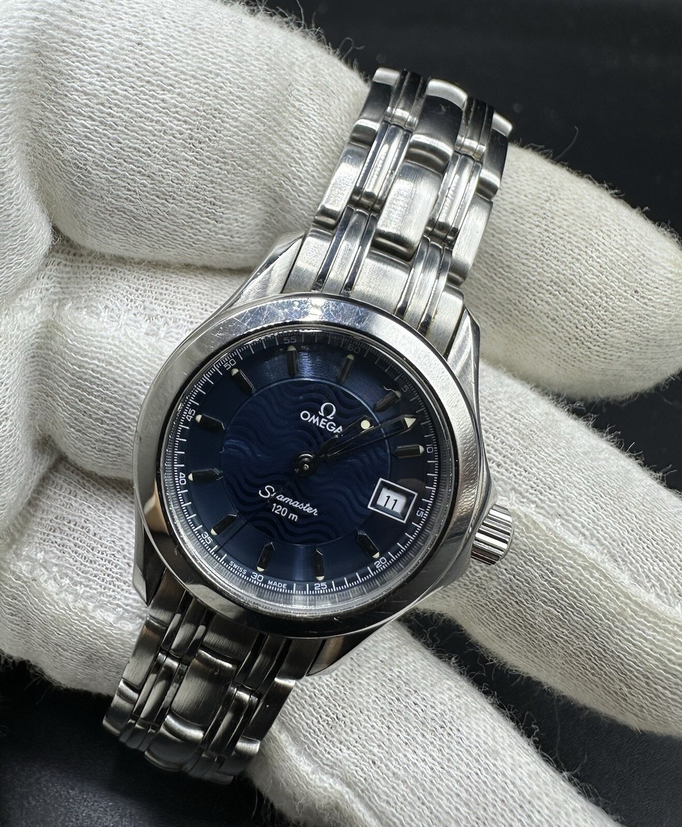 Ladies Omega Seamaster SS Steel Watch - Blue Dial - Sapphire