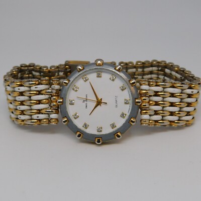 DAVID JORDAN Two Tone Quartz Analog Women's Watch Sz. 7'' New Battery