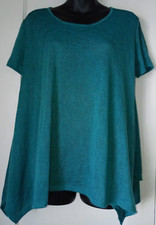 Button Made in USA Women's Small Short Sleeve Top Emerald Green w/Applique