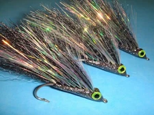 FLY FISHING FLIES - Black/Pearl EPOXY FLASHABOU BAITFISH size #2/0 (3 pcs.)