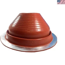 Red Silicone Metal Roof Pipe Flashing, High Temp, Round Base, Pipe OD 6" - 11"