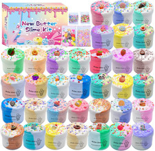 Butter Slime Kit 34 Packed Two-Toned Colorful Slime, Stress Relief Toys, Part...