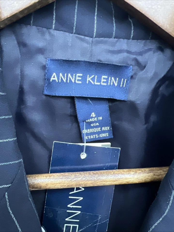 Chaqueta de traje largo a rayas vintage Anne Klein II para mujer - talla 4 - nueva con etiquetas Foto 3 de 4