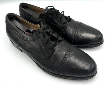 Bally Switzerland Men's Cap Toe Derby Black Dress Shoes Mens US 9D Made Italy 