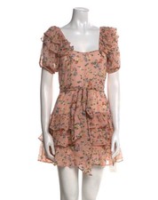 LoveShackFancy NWT Silk Kimbra Pink Peach Floral Ruffle Romantic Mini Dress Sz 2