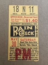 May 30, 1942 Detroit Tigers Vs White Sox Double Header Ticket Pinky Higgins 2 HR