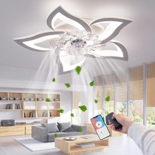 LED Dimmable Ceiling Fans with Lights with Remote Control and App 60W Silent Fan