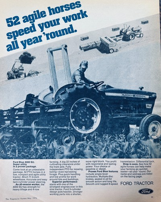#ad 1972 FOrd Blue 4000 Su Super Utility Tractor Vintage Ad #981 $5.50