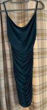 Pink Vanilla Green Ruched Strappy V-Neck Stretch Dress UK 8 Excellent Condition.