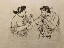 Barta 1950 Engraving Etching Portrait Roman Art Lithograph Greek Woman