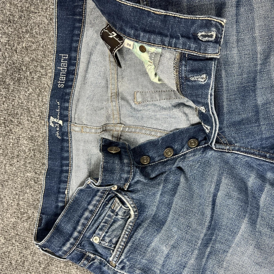 Pantalones de mezclilla estándar 7 For All Mankind para hombre 31 lavado medio pierna recta botón mosca EE. UU. Foto 4 de 4