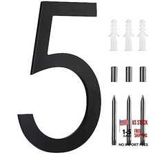 10" Black House Numbers for Outside - Floating Metal - Large Modern House 5