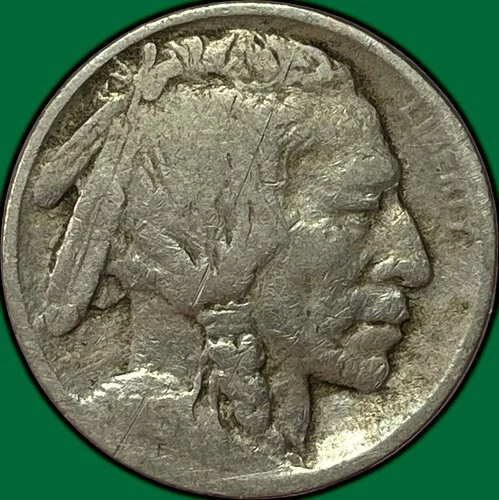 1913 Type 1 Raised Ground Buffalo Nickel Good G Coin, Scratch #34138