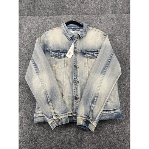 Embellish NYC Denim Jacket EMBH218-17 Mens Medium Light Wash Distressed Trucker - product listing photo