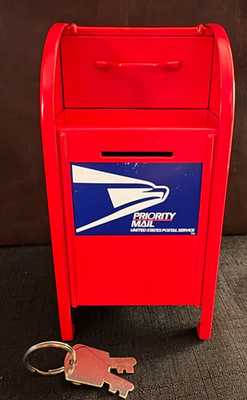 1997 LE Gearbox USPS Priority Mail Die Cast Collection Box Bank  w/ Keys - Red