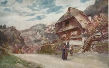 In The Black Forest in Germany - Antique Print 1915