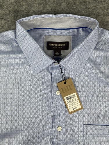 NWT Johnston & Murphy Shirt Mens XL Light Blue Minidashpane Flip Cuff - Picture 3 of 7