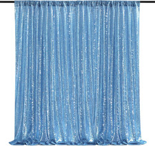 Baby Blue Sequin Backdrop Curtain 7ft x 7ft Glitter Photo Background Glitter P