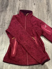 Arc’teryx Polartec Jacket Womens SZ S Red/ Deep Red Heathering Zip Up Read