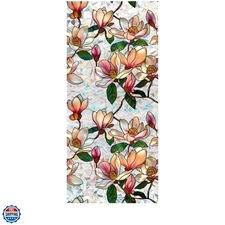 Colorful Floral Window Privacy Film - Non-Adhesive UV Blocking, 16.93x39.37''