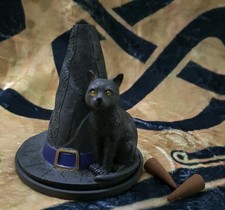 Incense Cone Burner/Holder Witches Cat & Hat Design Lisa Parker