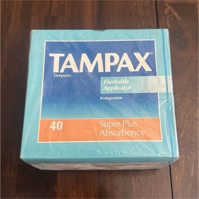 Tampax Tampons Super Plus Absorbency Flushable Applicator Biodegradable 40