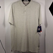Champion T79189 Men’s Medium Solid Short Sleeve Polo Shirt, Gray
