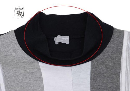 COMME des GARCONS HOMME Front Striped Mock Neck T Shirt Size S-M(K-159179) - Picture 3 of 12
